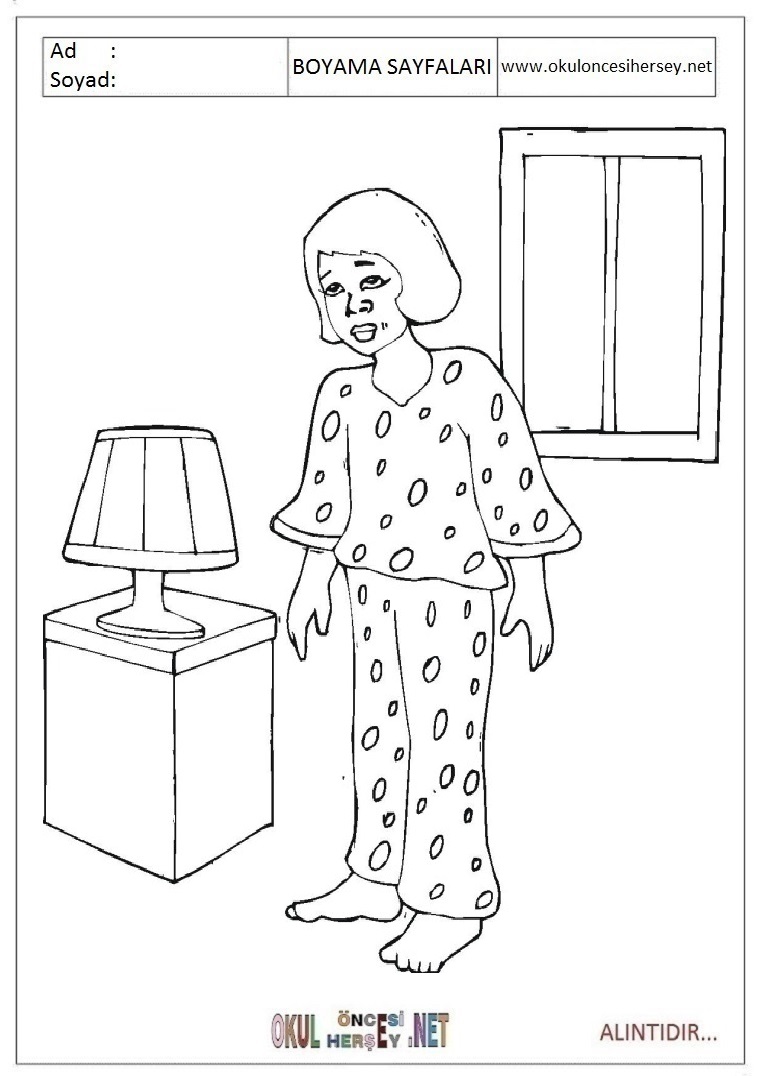 Çocuklar İçin Esofman-pijama Boyama Sayfaları 